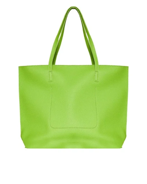 Borsa shopper large in ecopelle a grana con logo sul davanti MACAW GRE