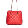 Borsa shopper media in ecopelle matelassé con manici a catena PAPAVERO