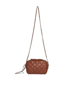 Camera bag in ecopelle trapuntata a rombi rossa CUOIO