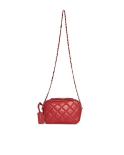 Camera bag in ecopelle trapuntata a rombi rossa ROSSO