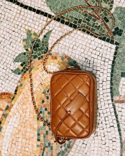 Camera bag in ecopelle trapuntata a rombi rossa CUOIO