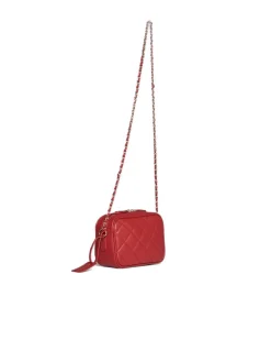 Camera bag in ecopelle trapuntata a rombi rossa ROSSO
