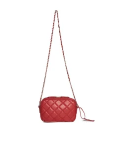 Camera bag in ecopelle trapuntata a rombi rossa ROSSO
