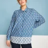 Camicia a maniche lunghe in jersey elasticizzato bi-colore con fantasi
