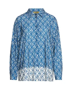Camicia a maniche lunghe in jersey elasticizzato bi-colore con fantasi