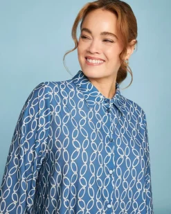 Camicia a maniche lunghe in jersey elasticizzato bi-colore con fantasi