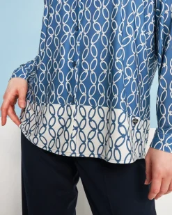 Camicia a maniche lunghe in jersey elasticizzato bi-colore con fantasi