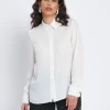 Camicia con colletto e strass all over PANNA