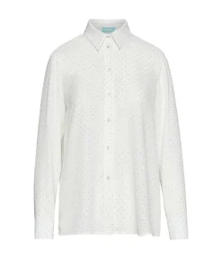 Camicia con colletto e strass all over PANNA