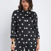 Camicia in raso di viscosa con stampa pois NERO