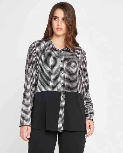 Camicia pied de poul NERO-BIANCO