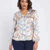 Camicia stampata a scollo a V con colletto FANTASIA
