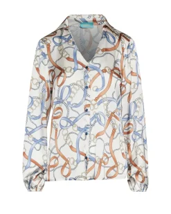 Camicia stampata a scollo a V con colletto FANTASIA