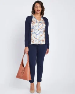 Camicia stampata a scollo a V con colletto FANTASIA