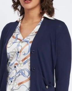 Cardigan a scollo a V con bottoni e tasche BLU