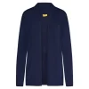 Cardigan aperto in maglia di misto viscosa con logo in strass BLU