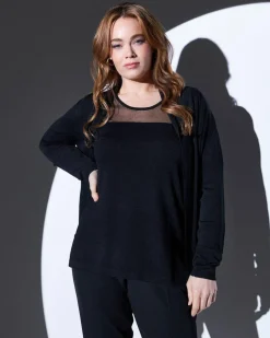 Cardigan aperto in maglia di misto viscosa con logo in strass NERO