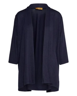 Cardigan aperto in maglia lurex di misto viscosa BLU