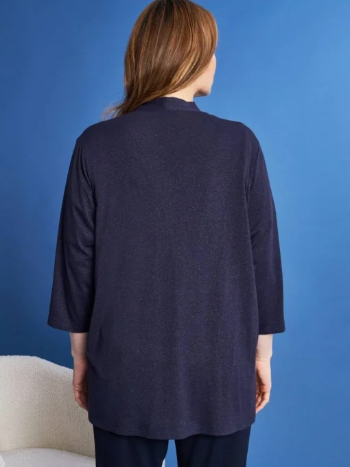 Cardigan aperto in maglia lurex di misto viscosa BLU