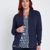 Cardigan con collo sciallato e bordi a costine BLU