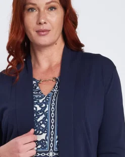 Cardigan con collo sciallato e bordi a costine BLU