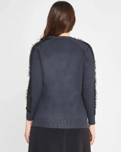 Cardigan dettagli in pizzo PIOMBO