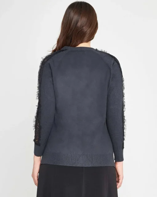 Cardigan dettagli in pizzo PIOMBO