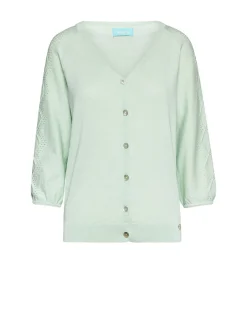 Cardigan scollo a V con bottoni e maniche a trafori ALOE