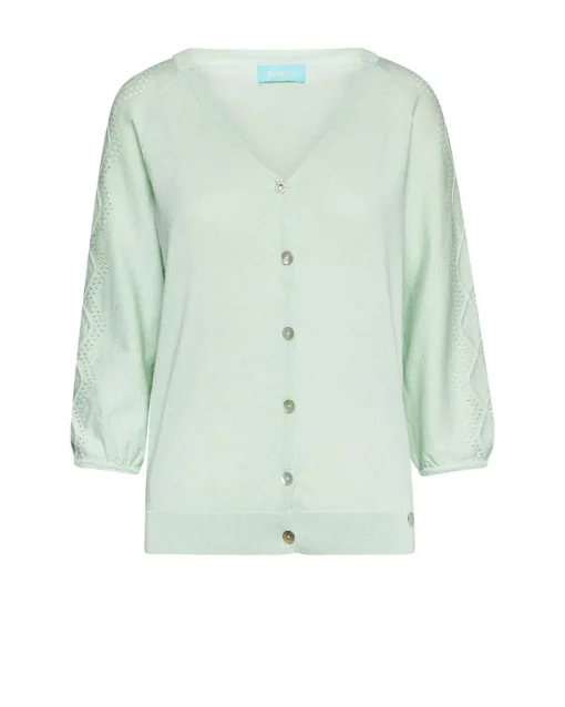 Cardigan scollo a V con bottoni e maniche a trafori ALOE