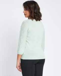 Cardigan scollo a V con bottoni e maniche a trafori ALOE