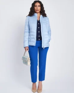 Cardigan scollo a V con bottoni e maniche a trafori BLU