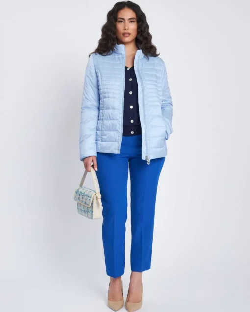 Cardigan scollo a V con bottoni e maniche a trafori BLU