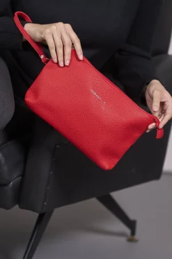 Clutch ecopelle RIBES con logo e cinturino da polso