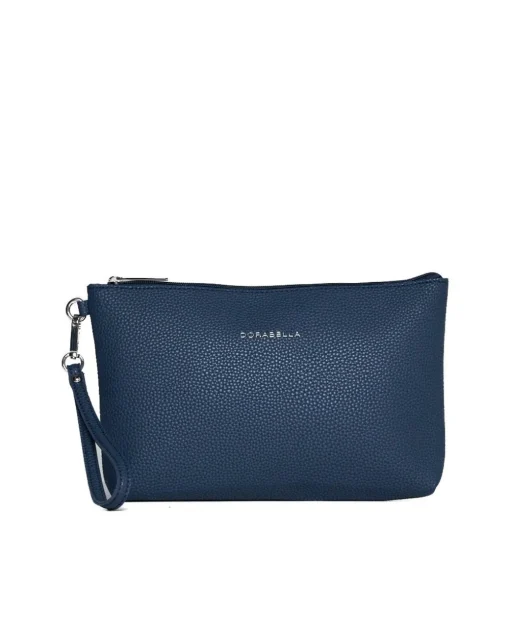 Clutch in ecopelle a grana con logo sul davanti e cinturino da polso B