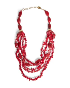 COLLANA CORTA MULTIFILO ROSSO