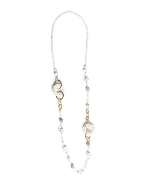Collana lunga con strass e cristalli BIANCO