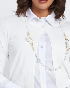 Collana lunga con strass e cristalli BIANCO
