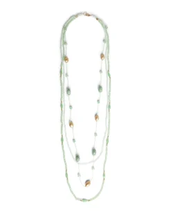 Collana multifilo con ovali in strass e metallo VERDE
