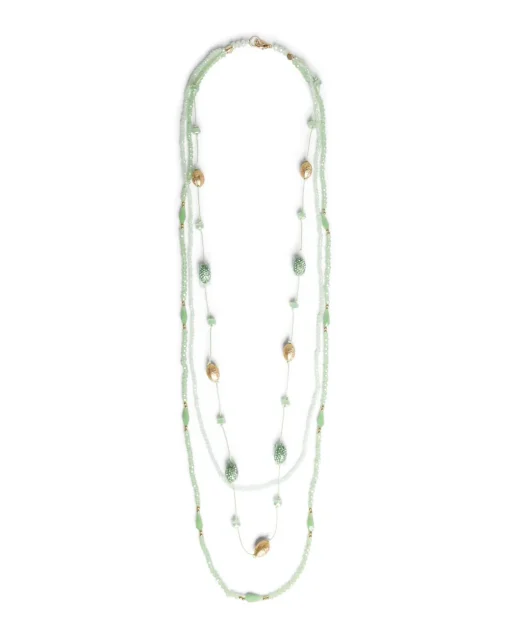 Collana multifilo con ovali in strass e metallo VERDE