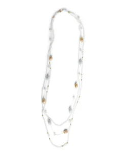 Collana multifilo con ovali in strass e metallo BIANCO