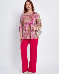 Completo con blusa a fantasia e pantaloni in unito FANTASIA