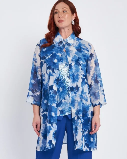 Completo coordinato camicia e top stampati BLU CHINA