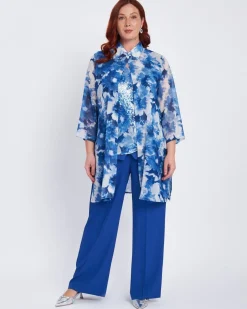 Completo coordinato camicia e top stampati BLU CHINA