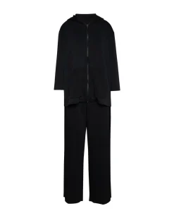 Felpa con cappuccio e tasche in modal con strass NERO