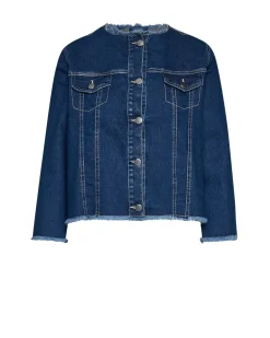 Giacca di jeans con girocollo sfrangiato DENIM