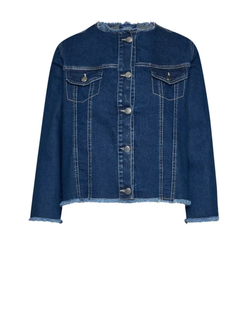 Giacca di jeans con girocollo sfrangiato DENIM