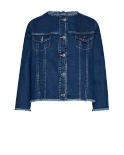 Giacca di jeans con girocollo sfrangiato DENIM