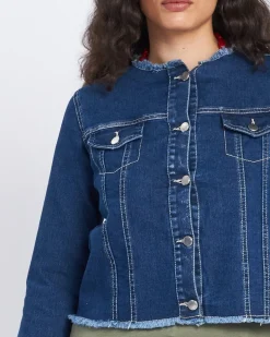 Giacca di jeans con girocollo sfrangiato DENIM