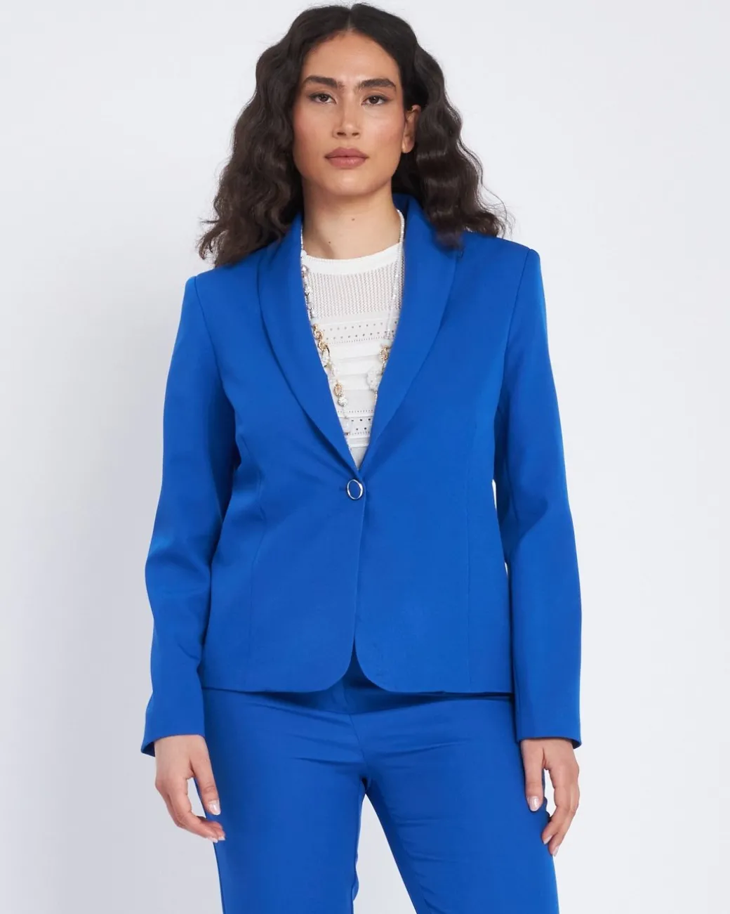 Giacca monopetto con fianchetti e collo sciallato ROYAL BLUE