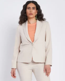 Giacca monopetto con fianchetti e collo sciallato BEIGE ROSE